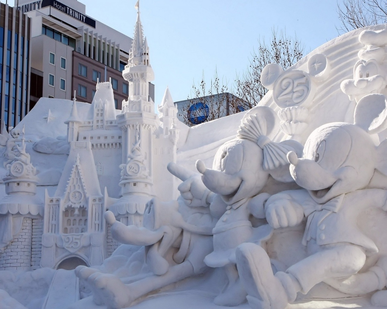 Monument Mickey Mouse Fortress Sapporo Snow Festival Japan