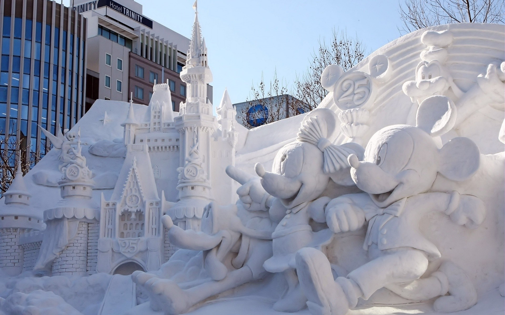 Monument Mickey Mouse Fortress Sapporo Snow Festival Japan