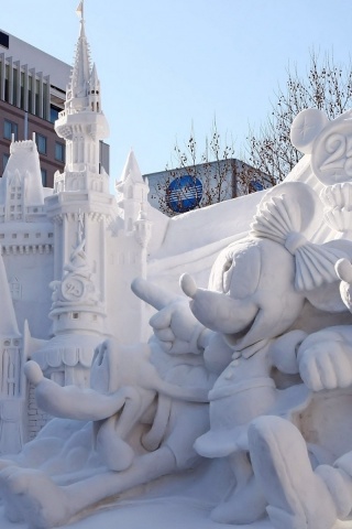 Monument Mickey Mouse Fortress Sapporo Snow Festival Japan