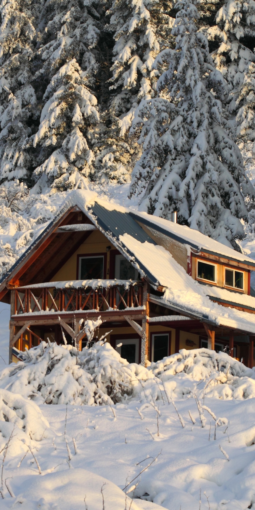 Mountain House Covered With Snow