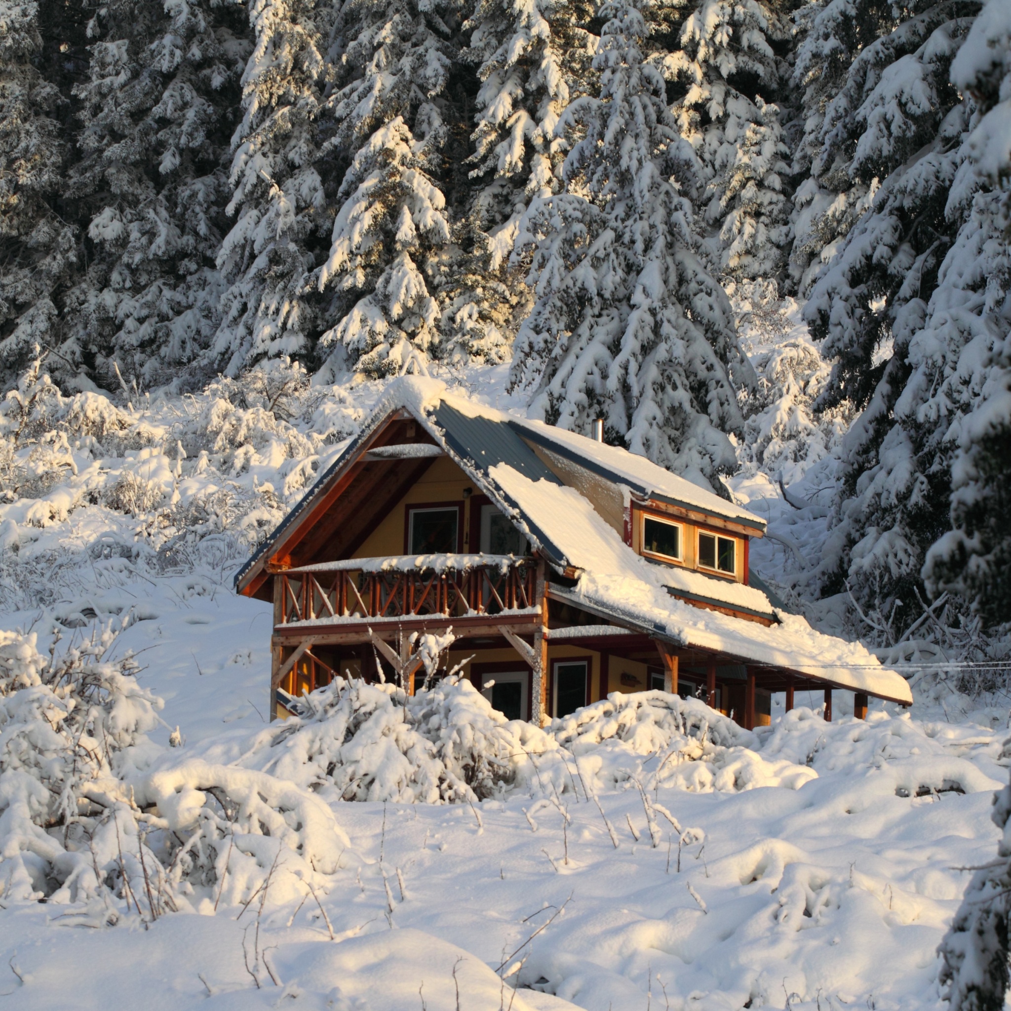 Mountain House Covered With Snow