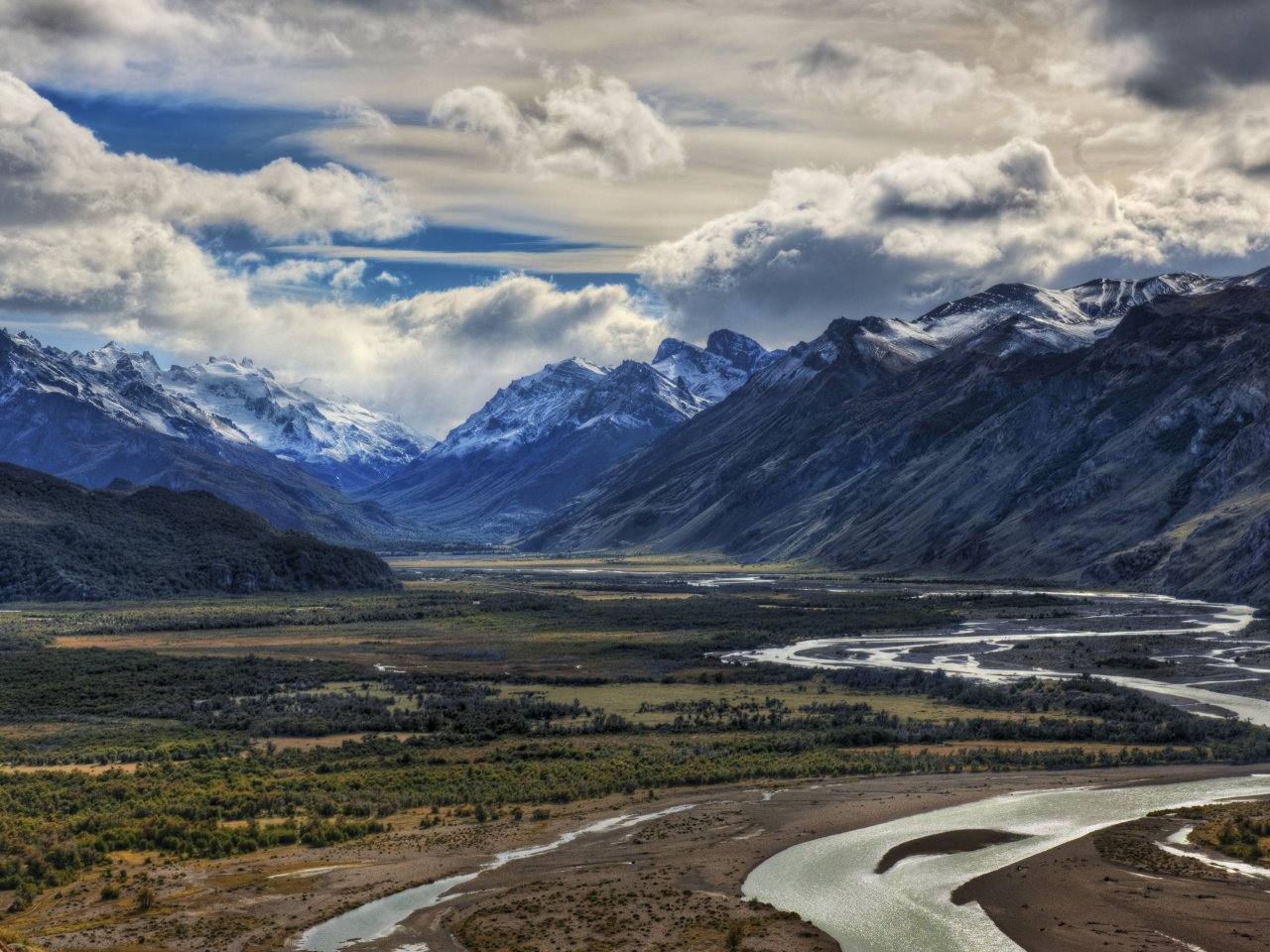 Mountain River And Clouds