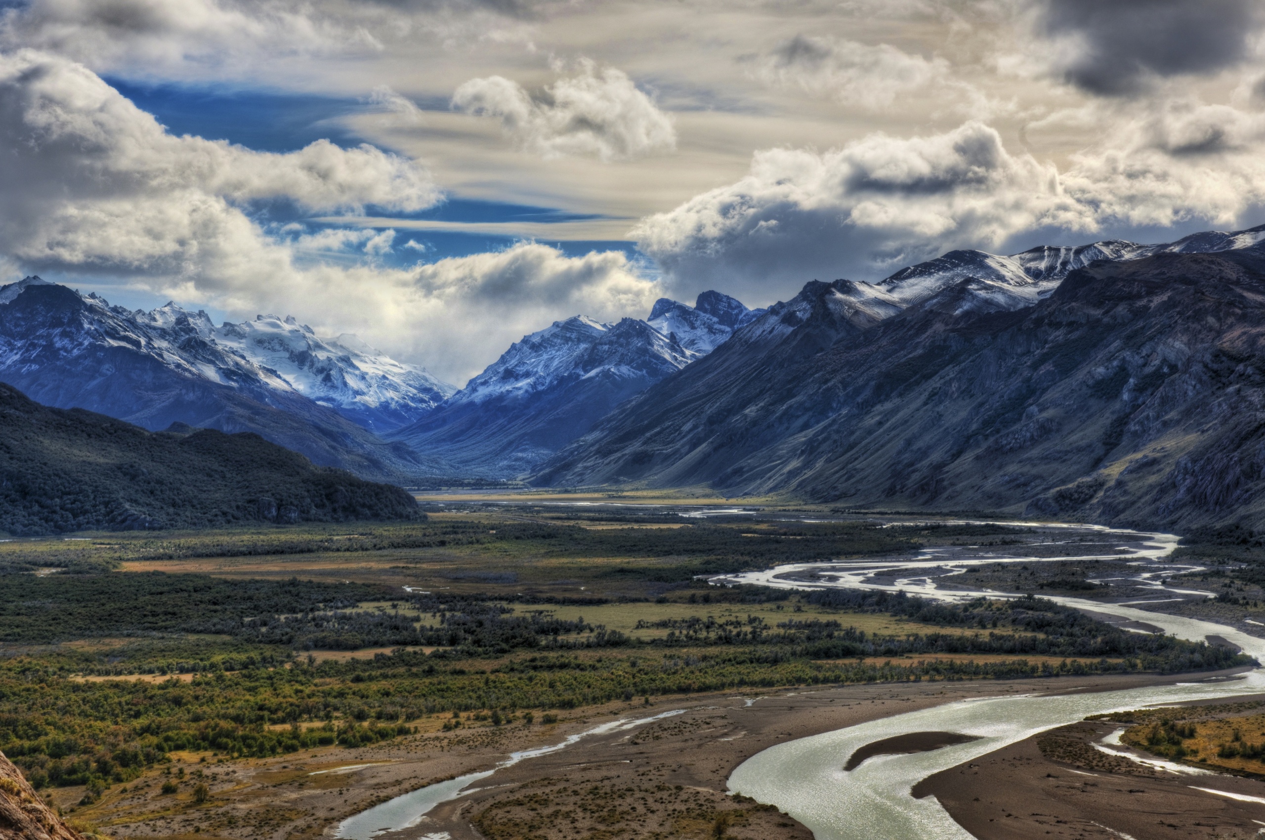 Mountain River And Clouds