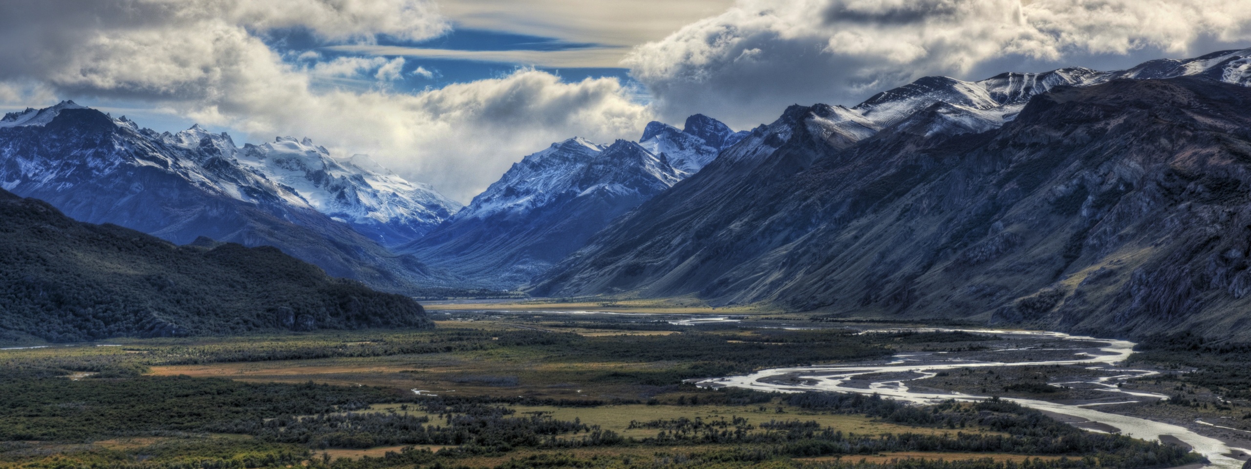 Mountain River And Clouds