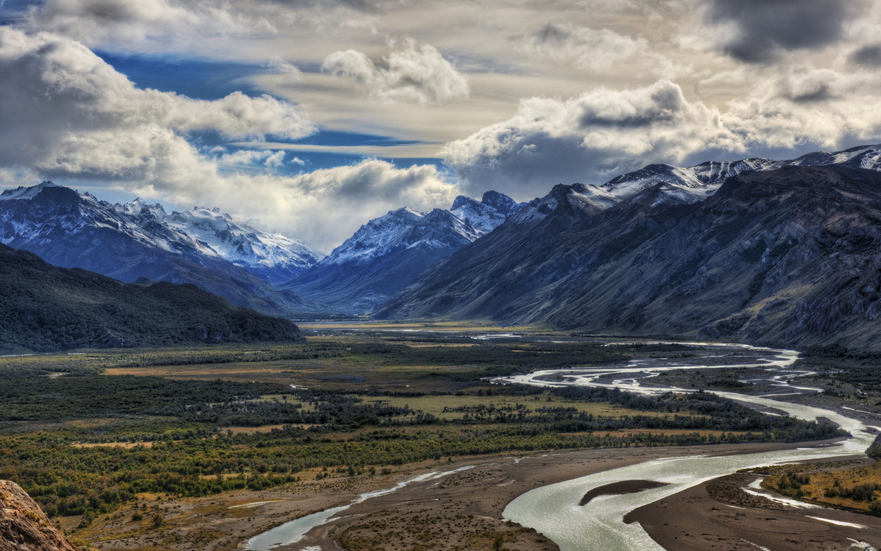 Mountain River And Clouds