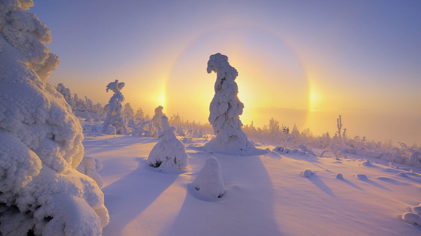 Mountain Sunsets Winter Snow