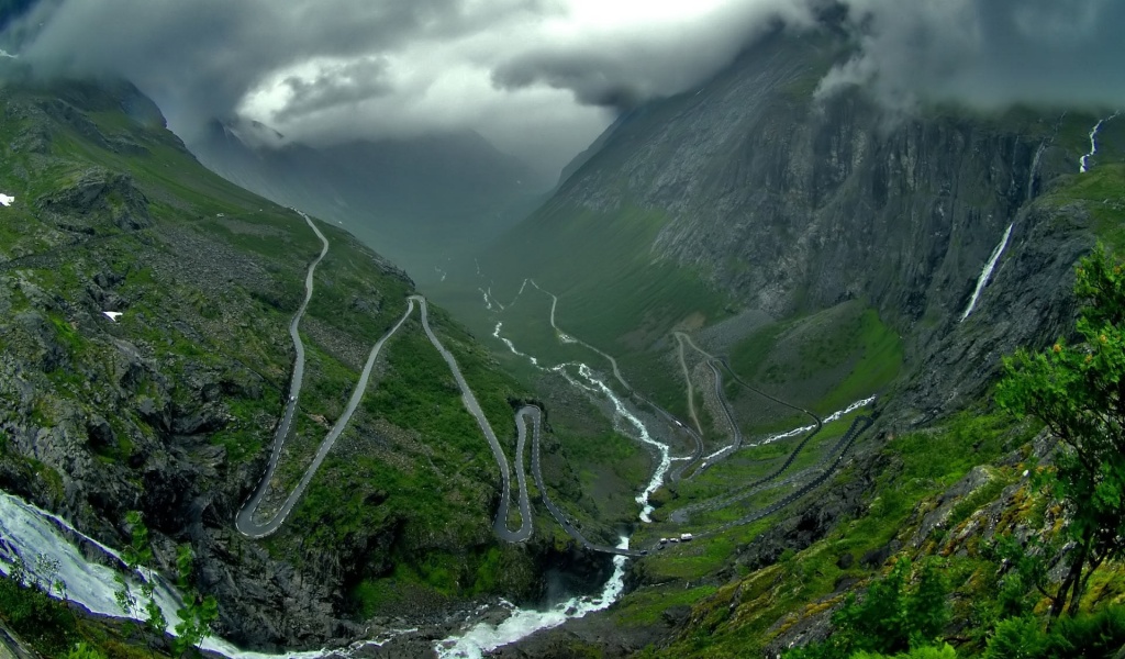 Mountain Valley Road Dark Clouds Nature