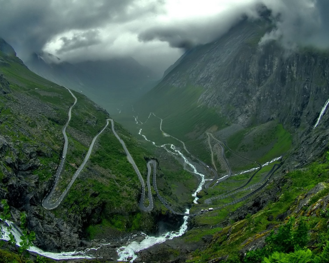 Mountain Valley Road Dark Clouds Nature