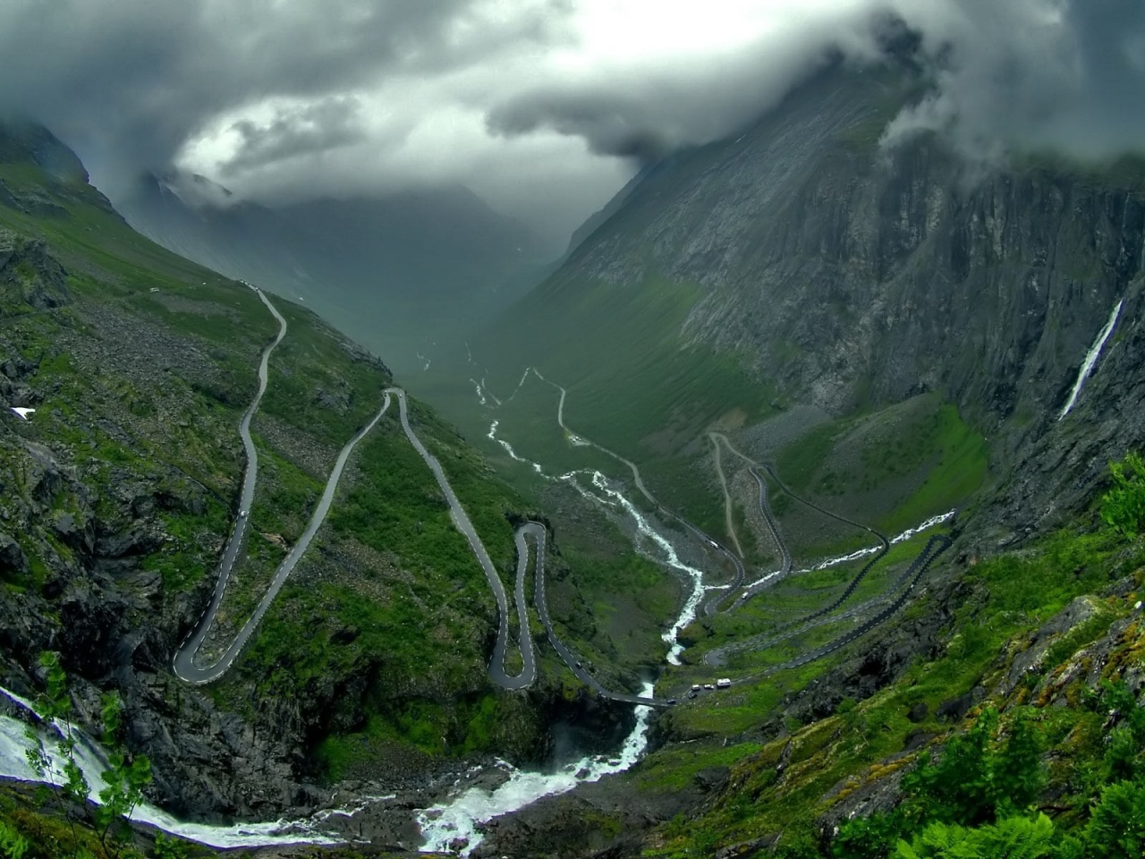 Mountain Valley Road Dark Clouds Nature