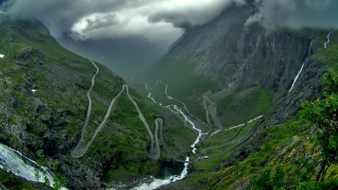 Mountain Valley Road Dark Clouds Nature