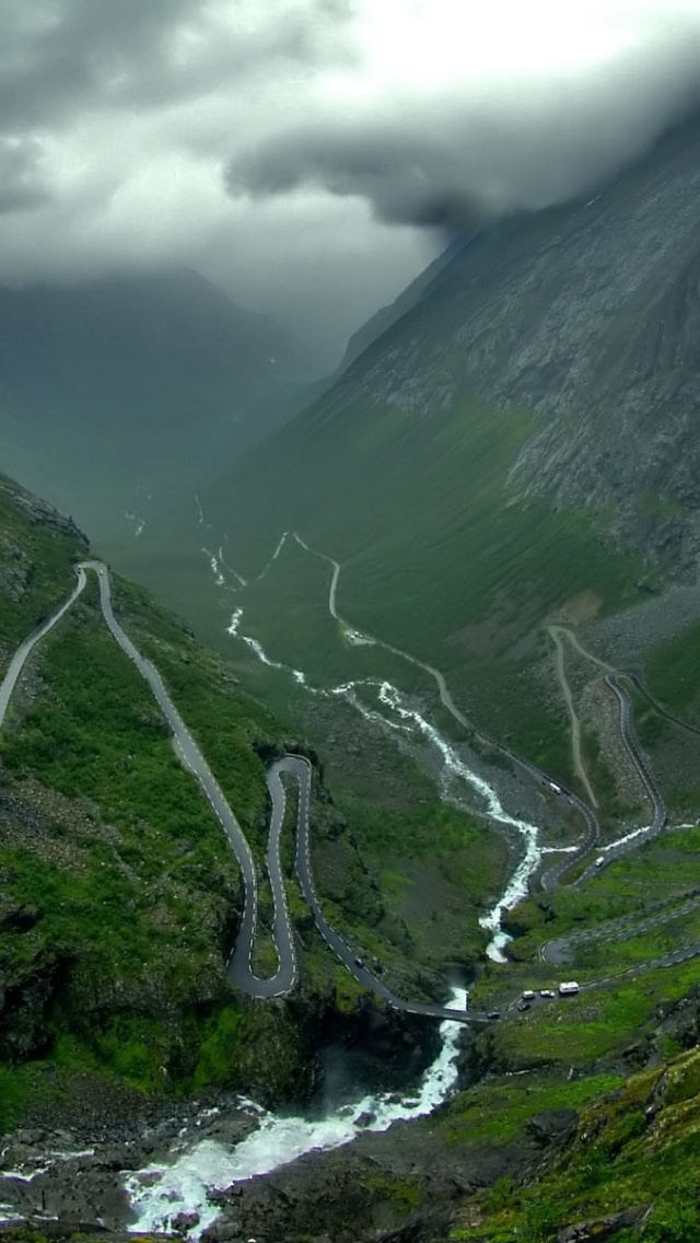 Mountain Valley Road Dark Clouds Nature