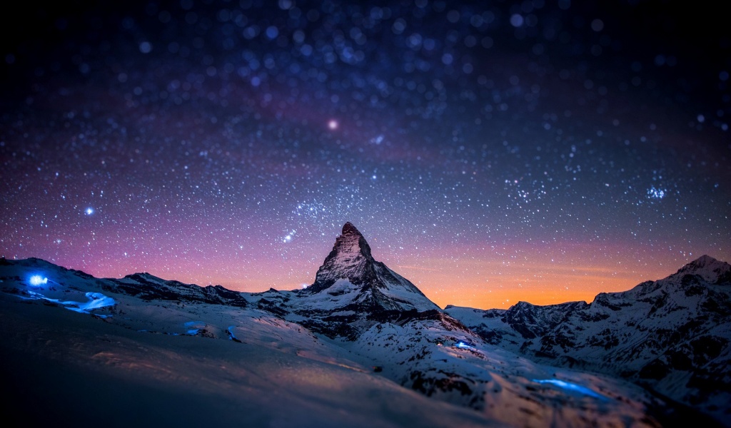 Mountains Stars Tilt Shift Space