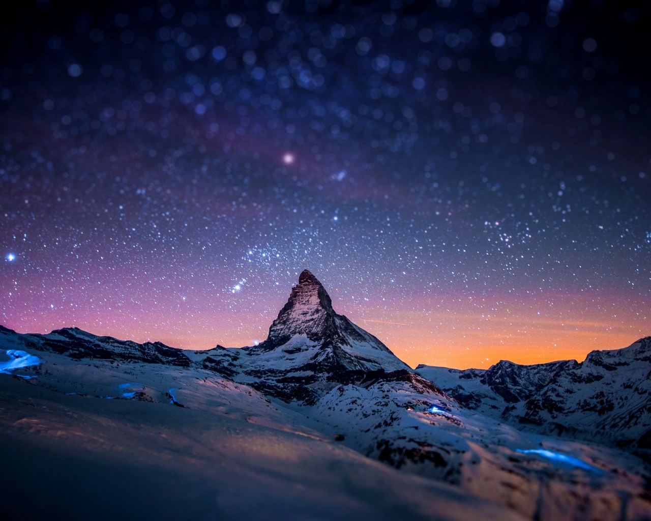 Mountains Stars Tilt Shift Space