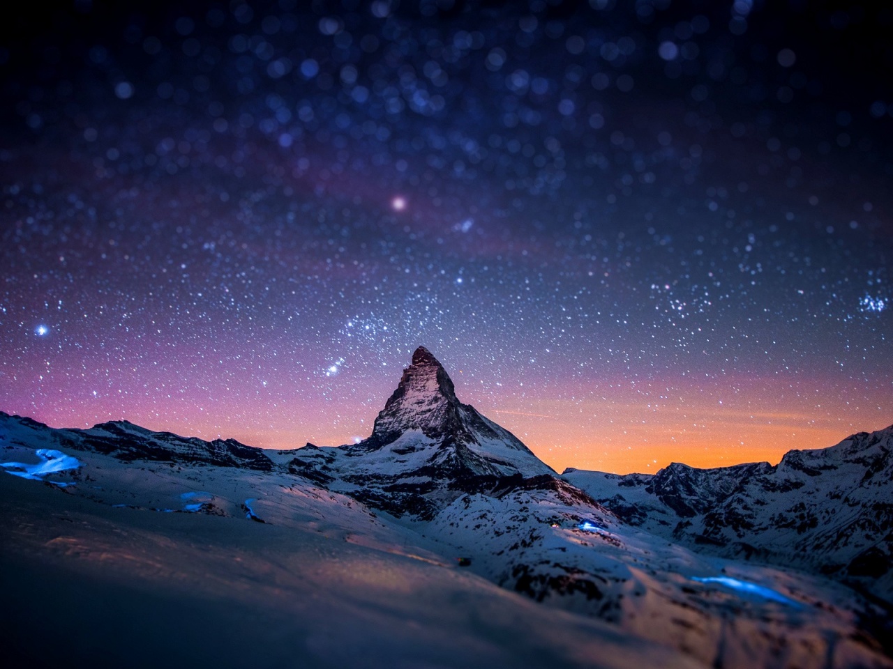 Mountains Stars Tilt Shift Space