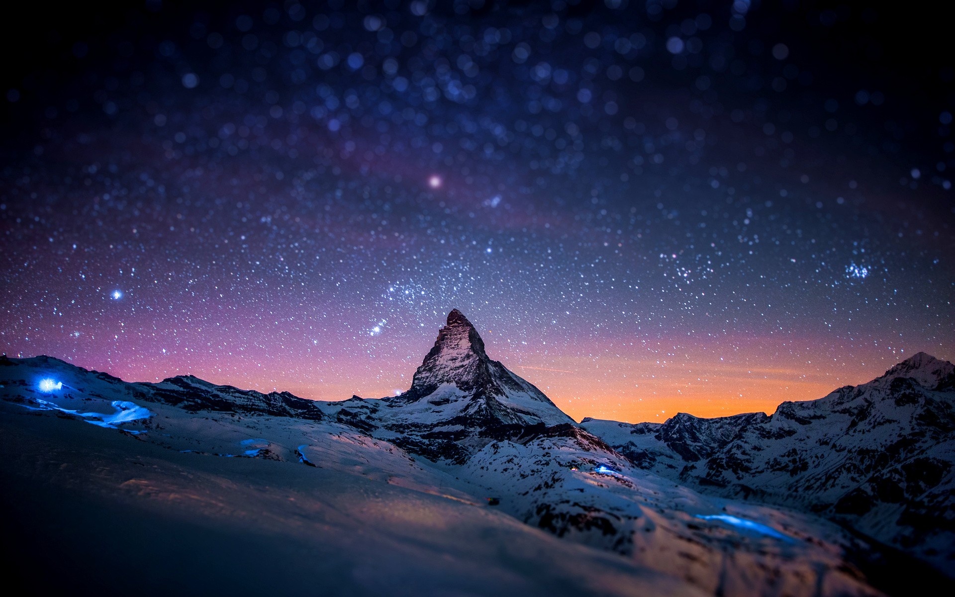 Mountains Stars Tilt Shift Space