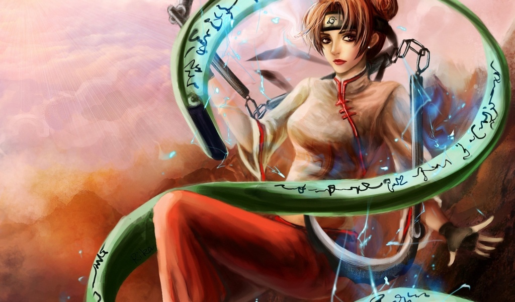 Naruto Tenten Girl Lightning Magic Spell Art