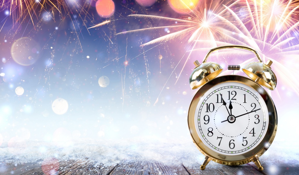 New Year Clock Fireworks