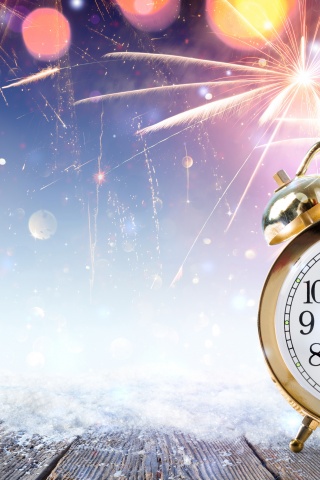 New Year Clock Fireworks