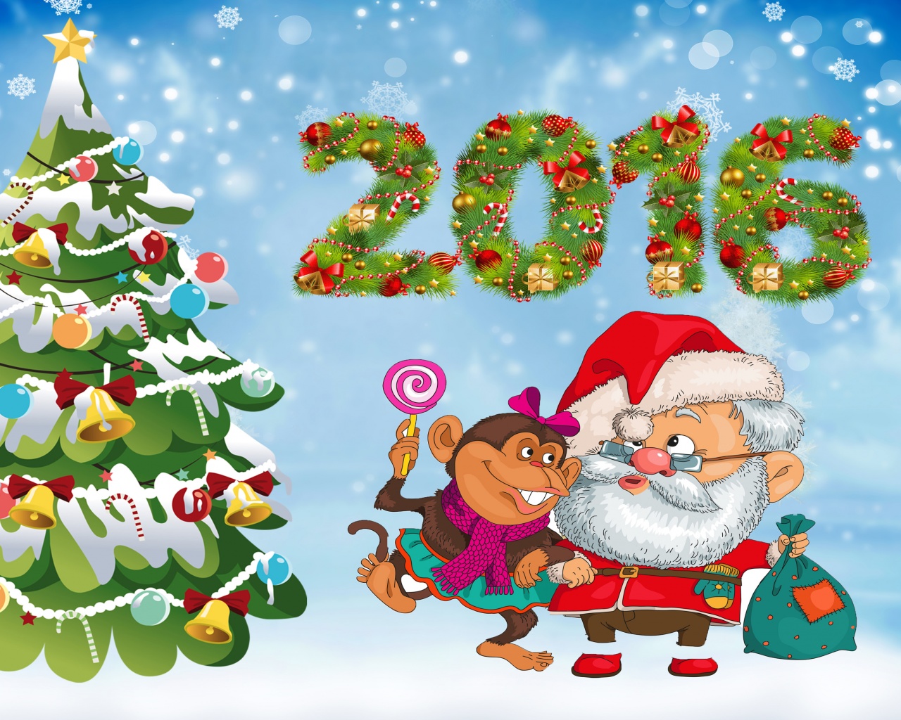 New Year Santa Claus Monkeys