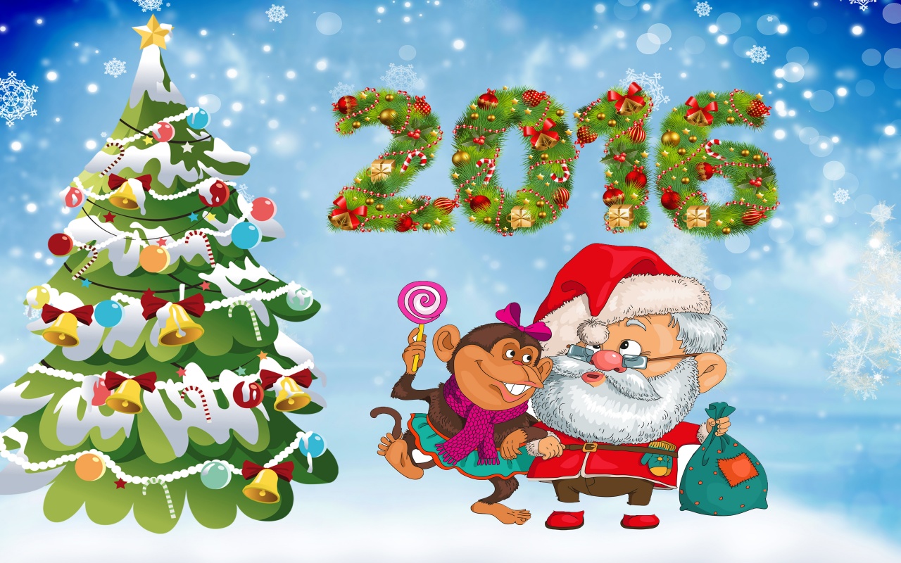 New Year Santa Claus Monkeys