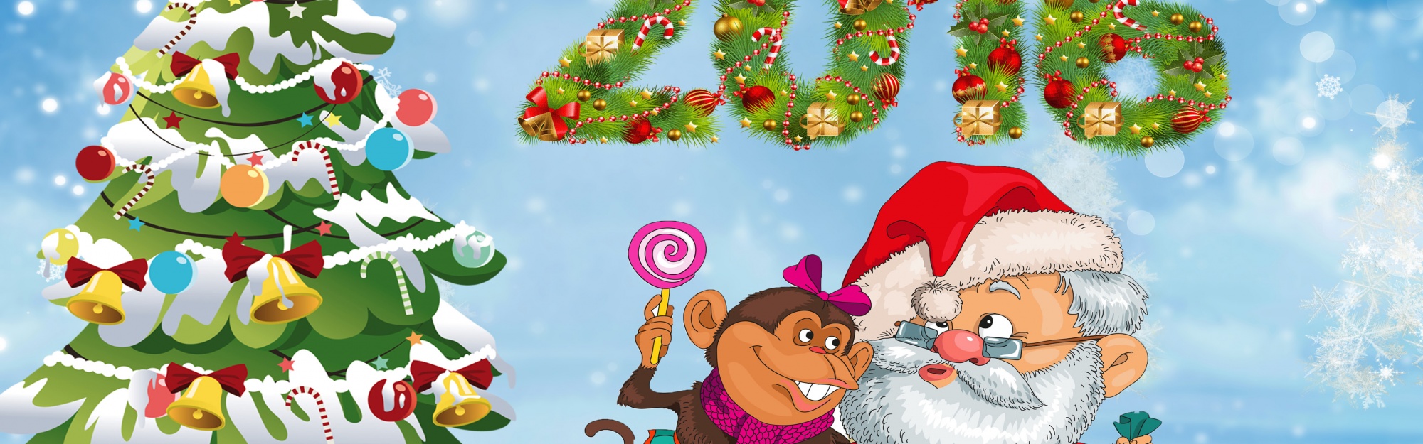 New Year Santa Claus Monkeys