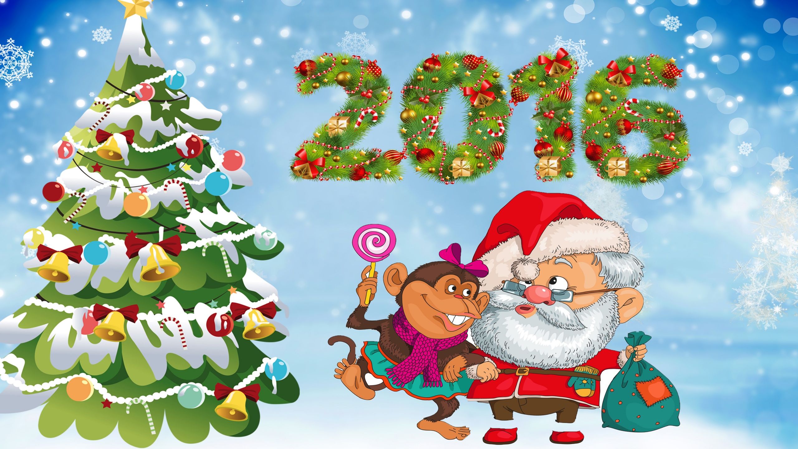 New Year Santa Claus Monkeys