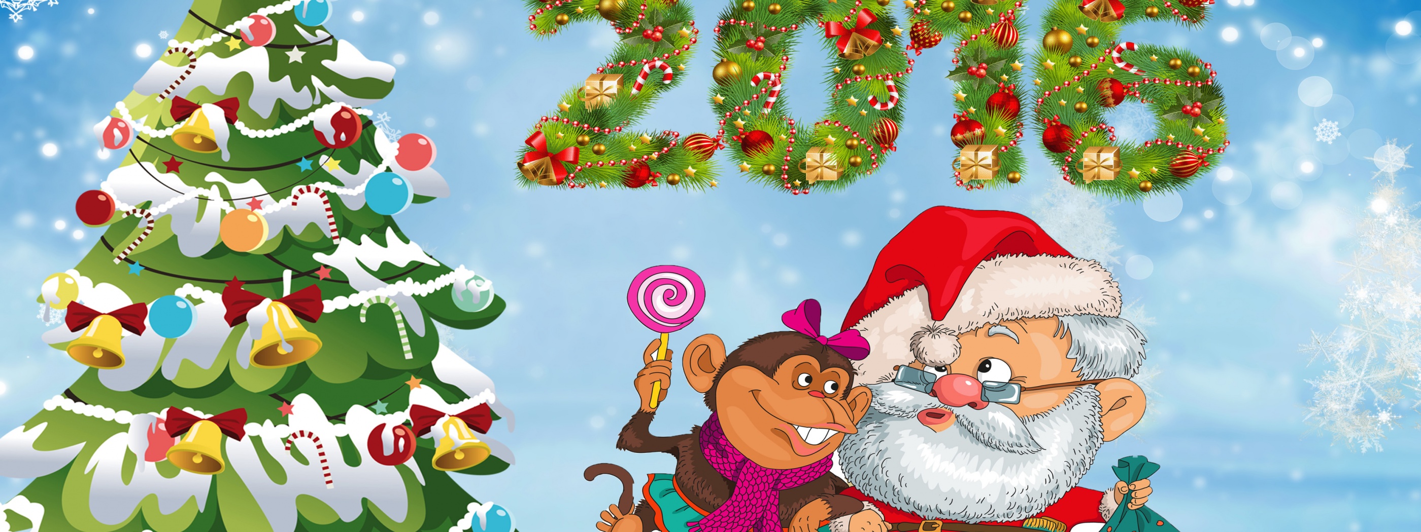 New Year Santa Claus Monkeys