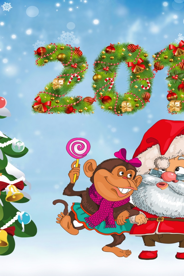 New Year Santa Claus Monkeys