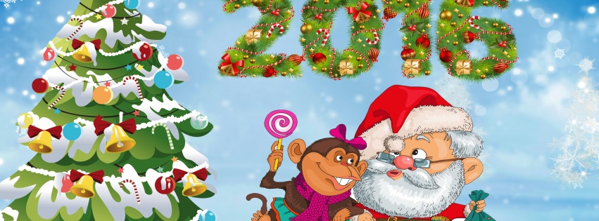 New Year Santa Claus Monkeys