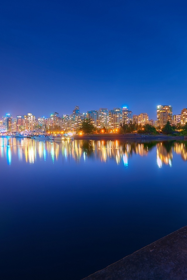 Night Light River Trees City Landscape