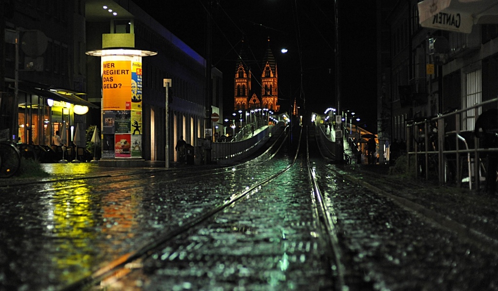 Night Railways Bridges Buildings City Landscape