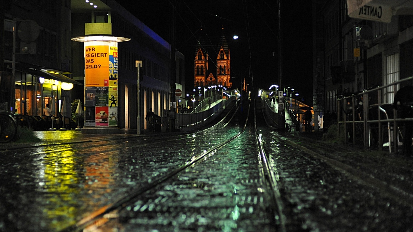 Night Railways Bridges Buildings City Landscape