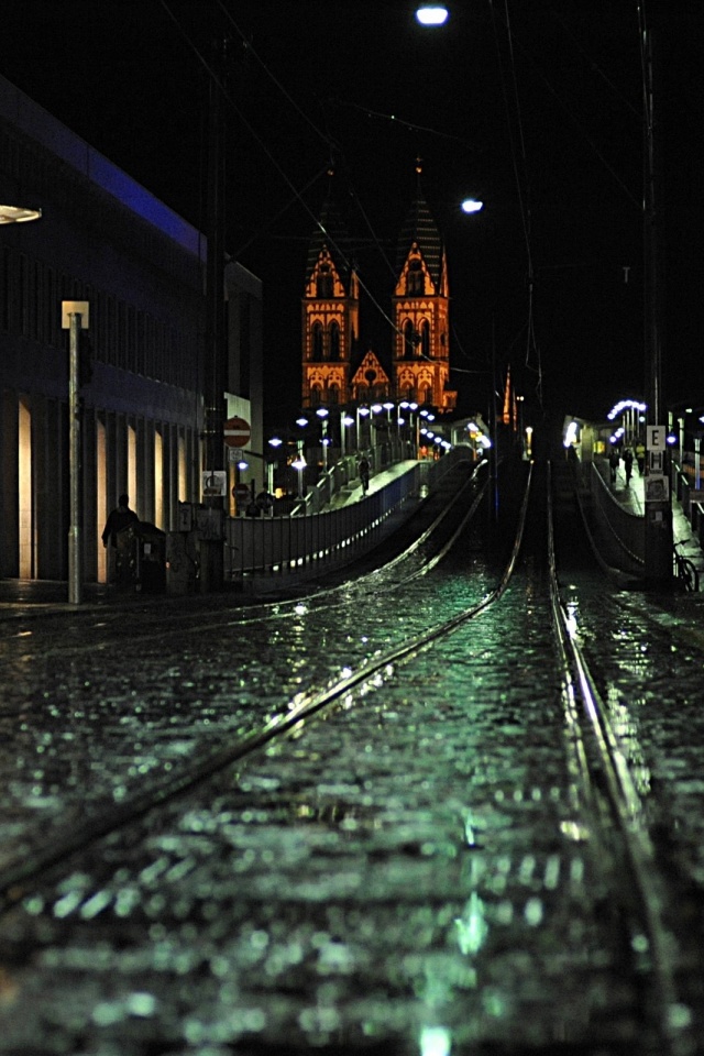 Night Railways Bridges Buildings City Landscape