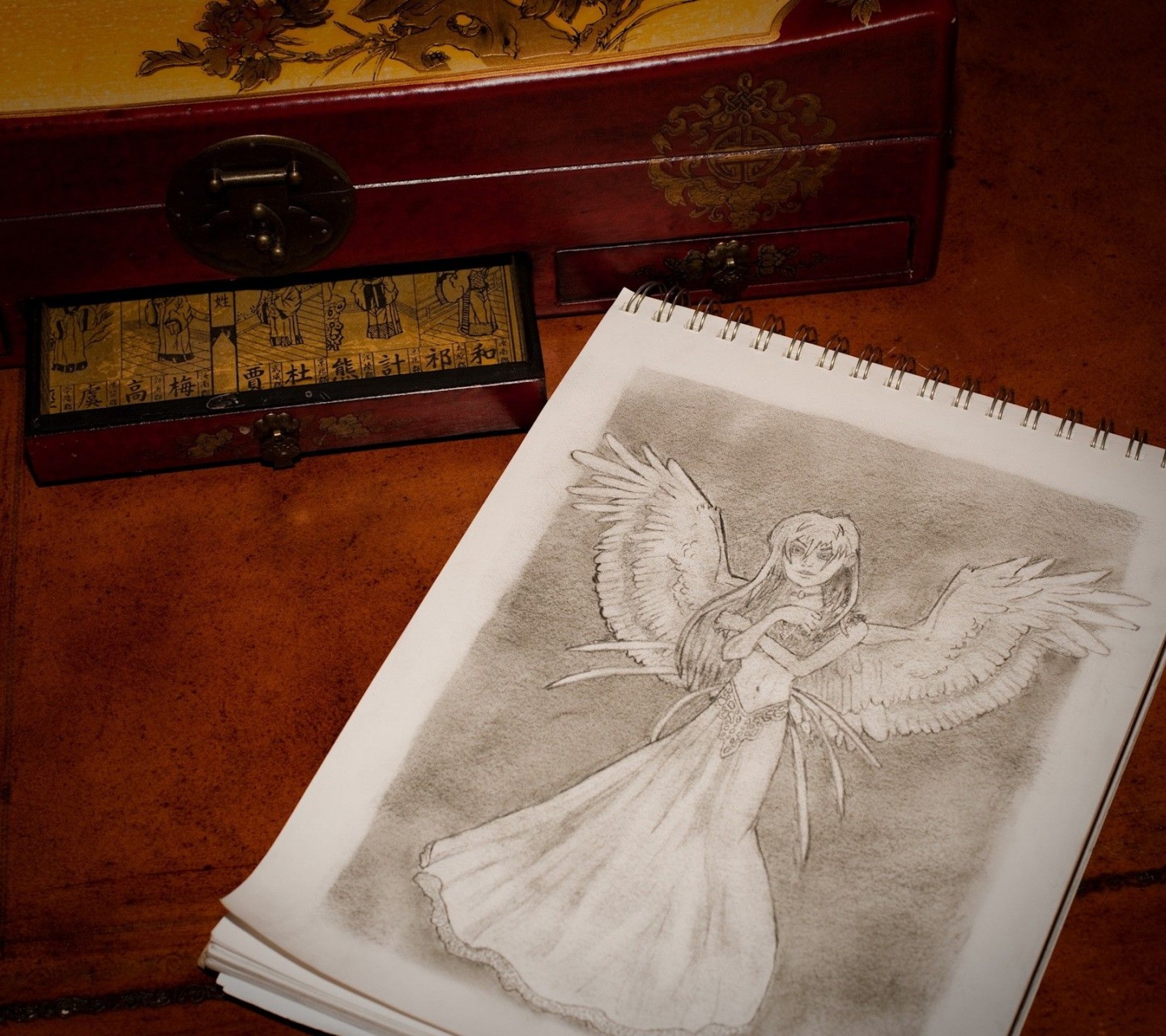 Notebook Wings Angel Figure Casket