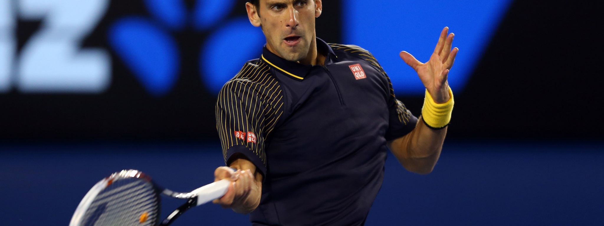 Novak Djokovic Hits The Tennis Ball