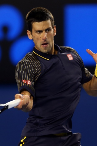 Novak Djokovic Hits The Tennis Ball