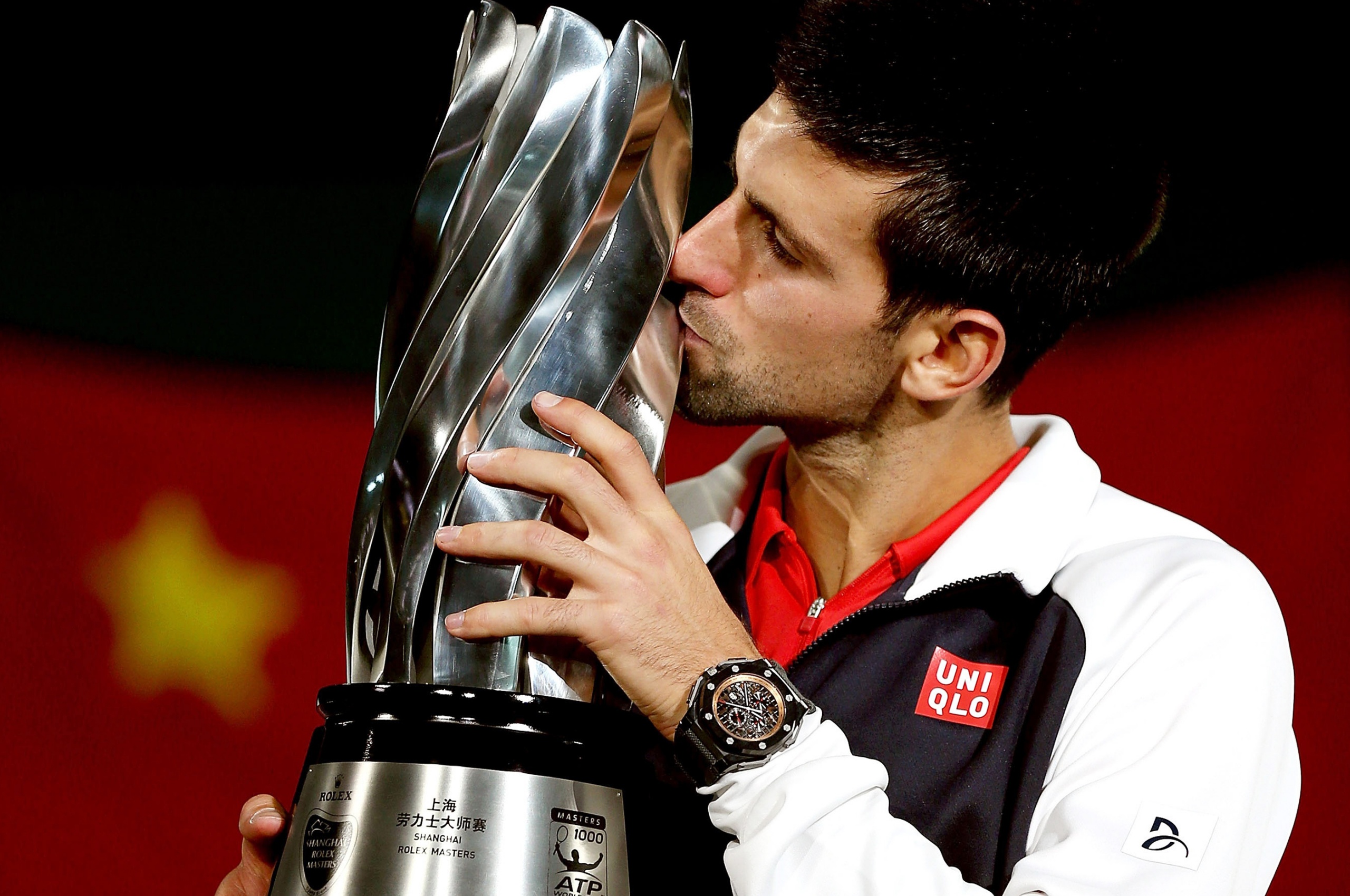 Novak Djokovic Kisses The Trophy