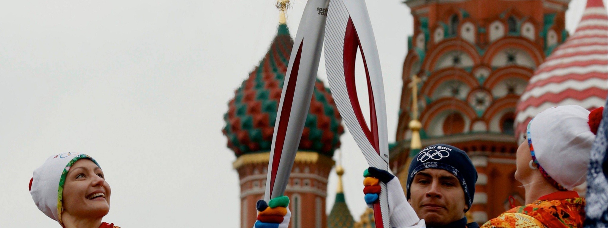 Olympic Flame On Red Square - Sochi