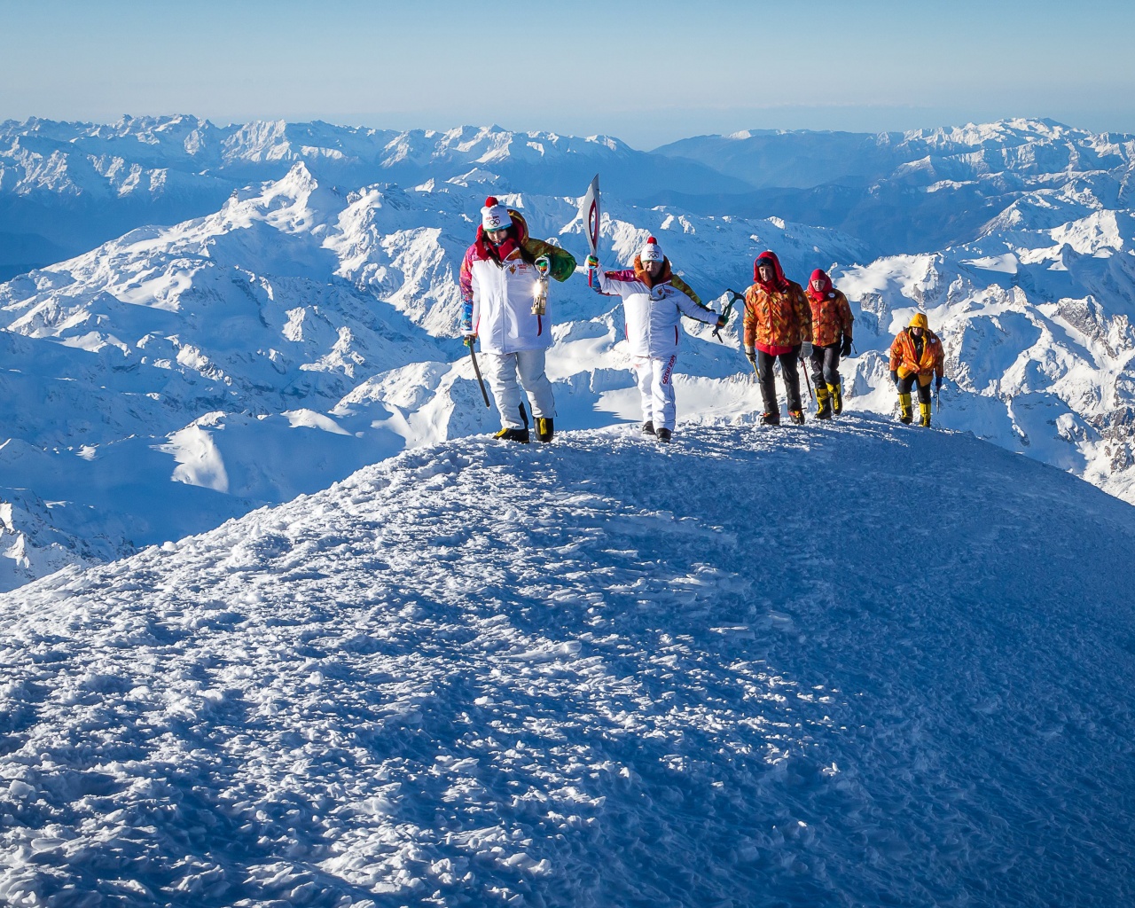 Olympics Torch On Mount Elbrus Sochi