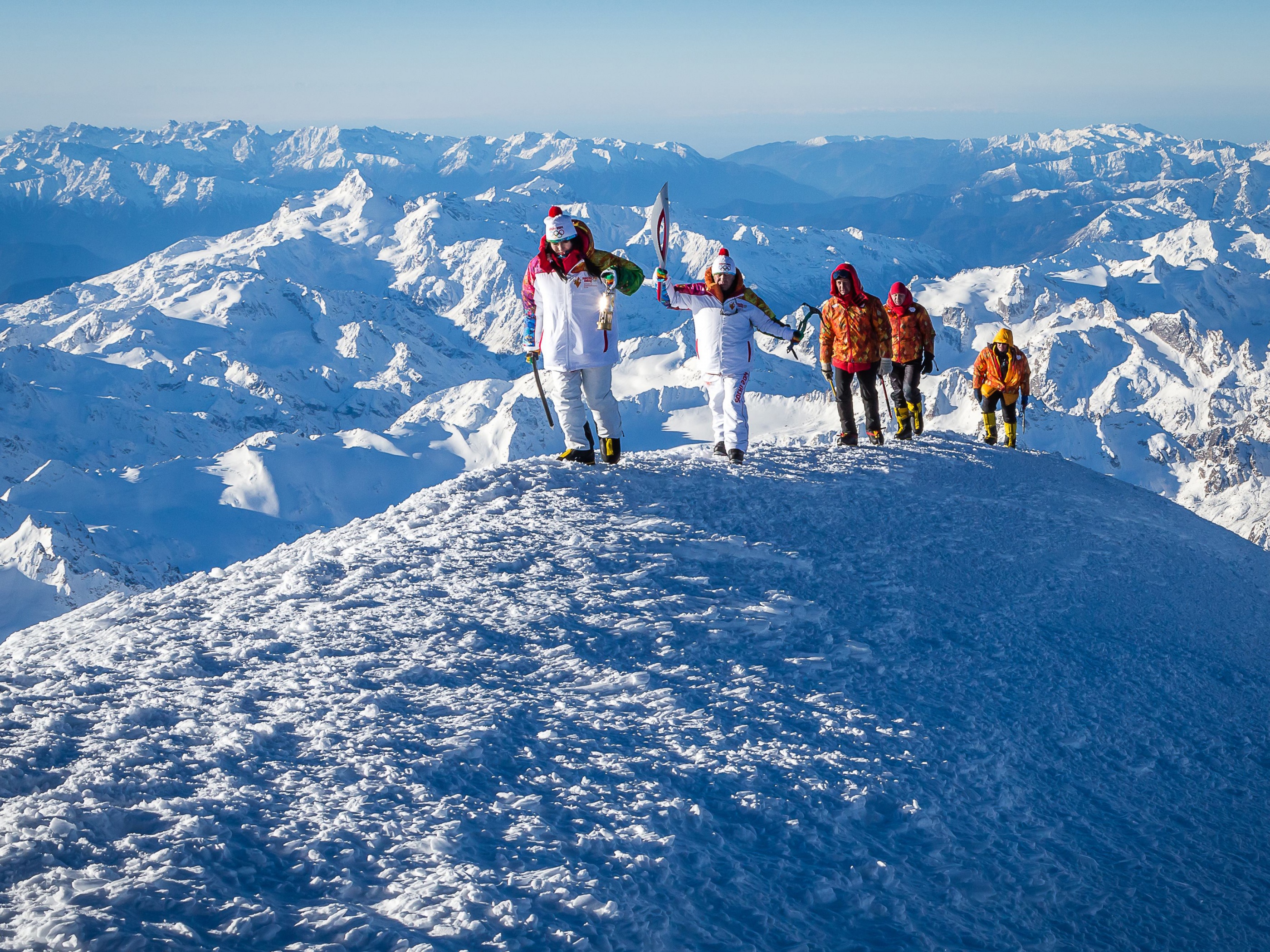 Olympics Torch On Mount Elbrus Sochi