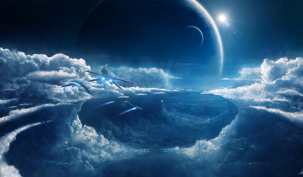 Outer Space Blue Planets Prometheus