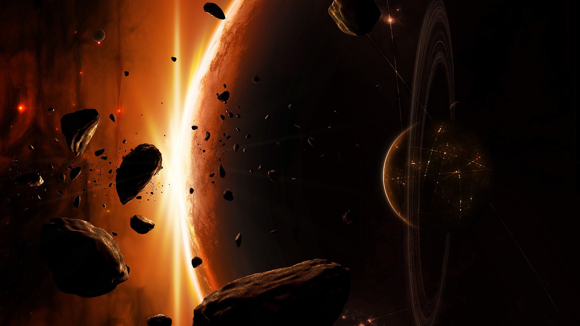 Outer Space Planets Digital Art Asteroids