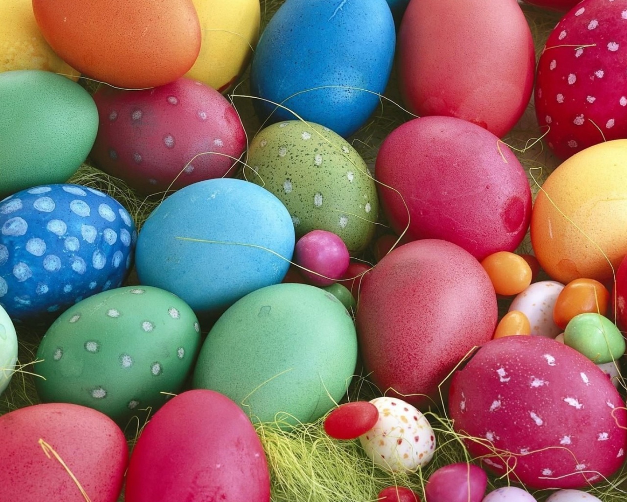 Pascha Eggs Dyed Different Close Up Feast