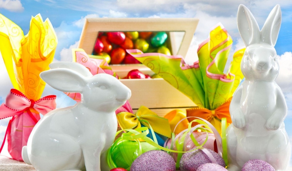 Pascha Eggs Holiday Rabbit Chocolate Box Sky Clouds