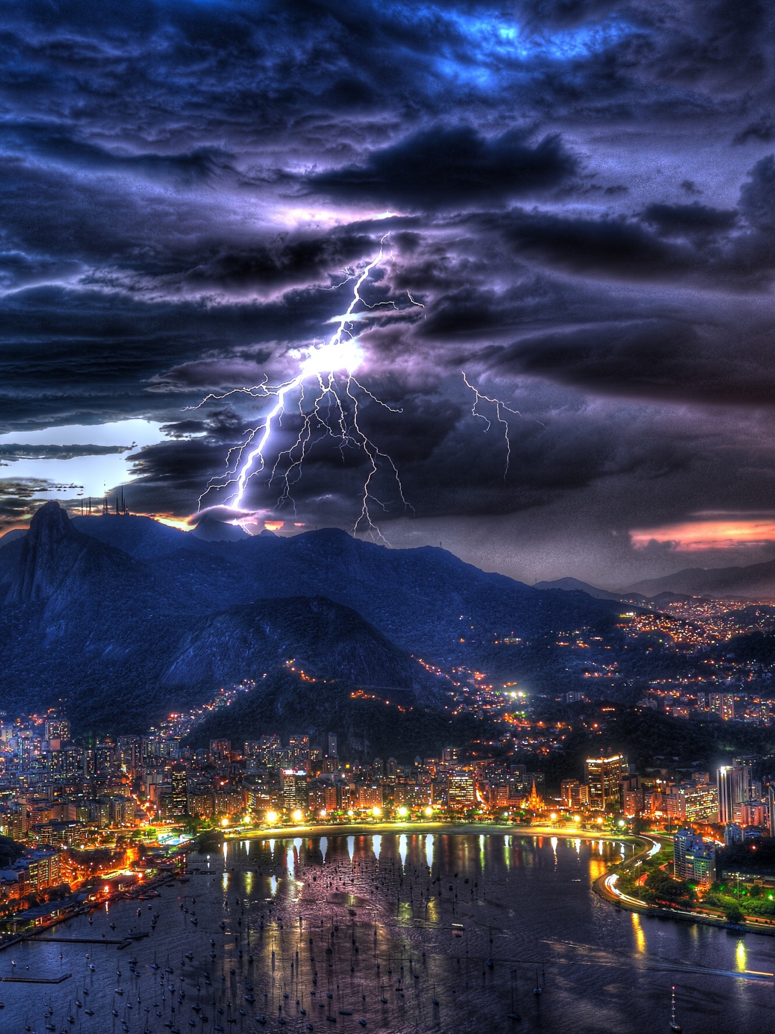 Rio De Janeiro At Night In A Storm