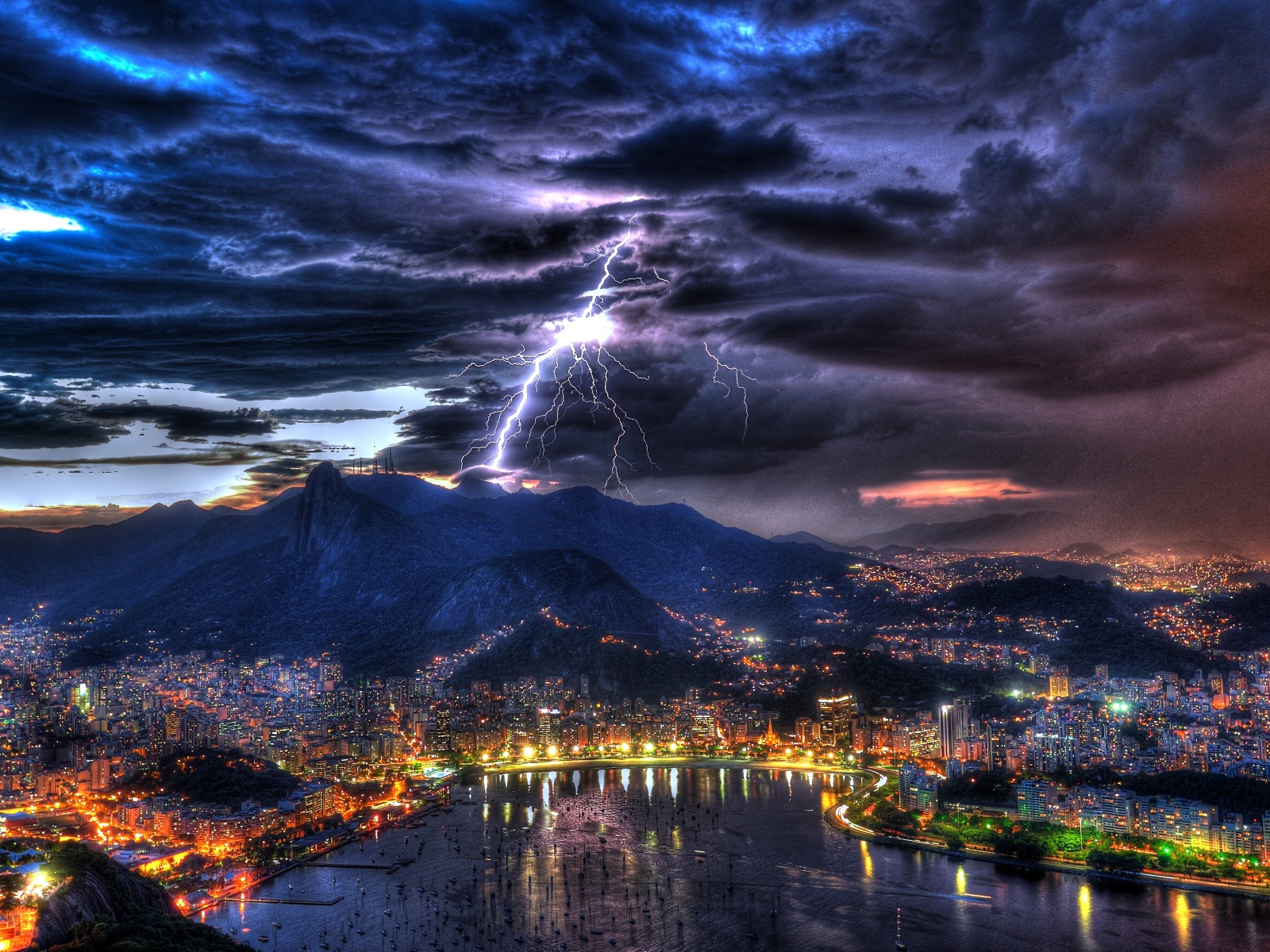 Rio De Janeiro At Night In A Storm