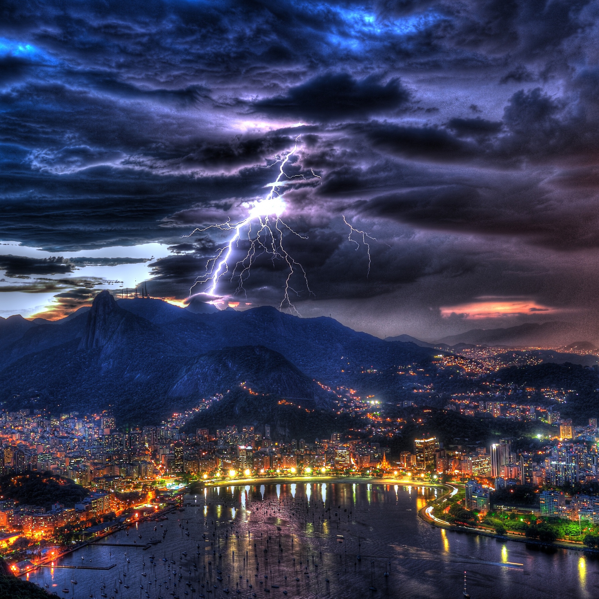 Rio De Janeiro At Night In A Storm