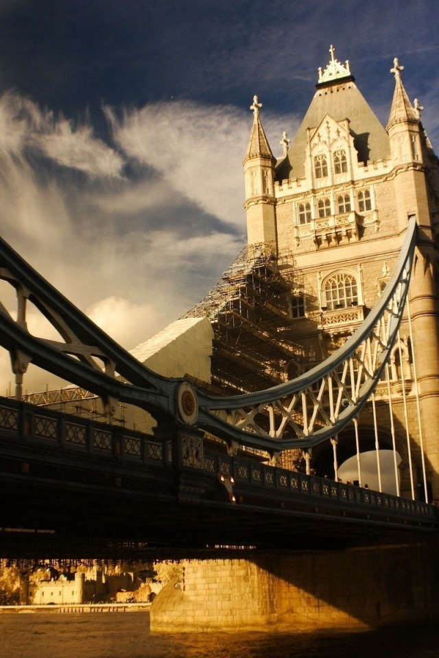 River Tower Bridge Bridge England Clouds Sky City Landscape