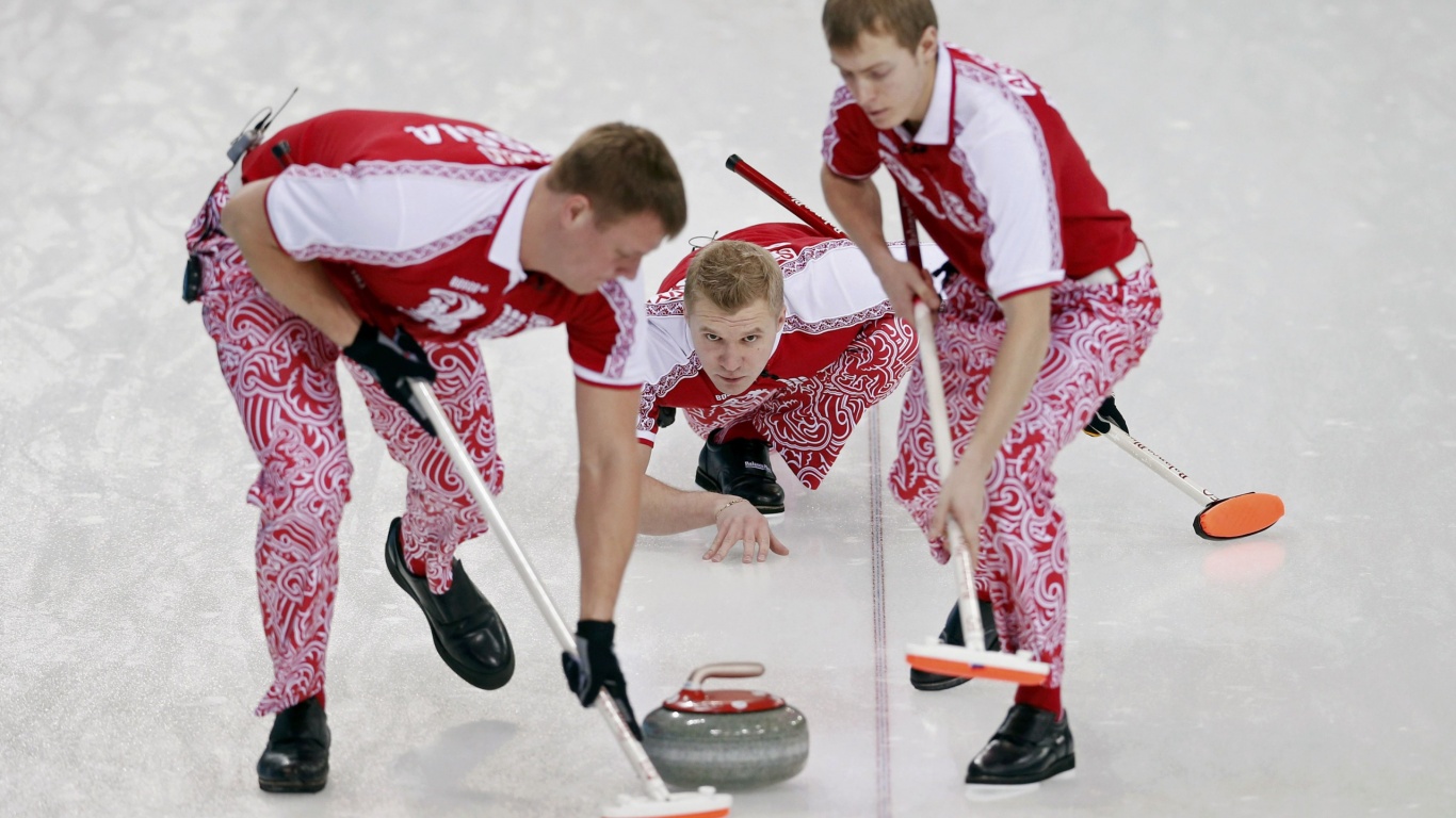 Russian Curling Team In Sochi 2014