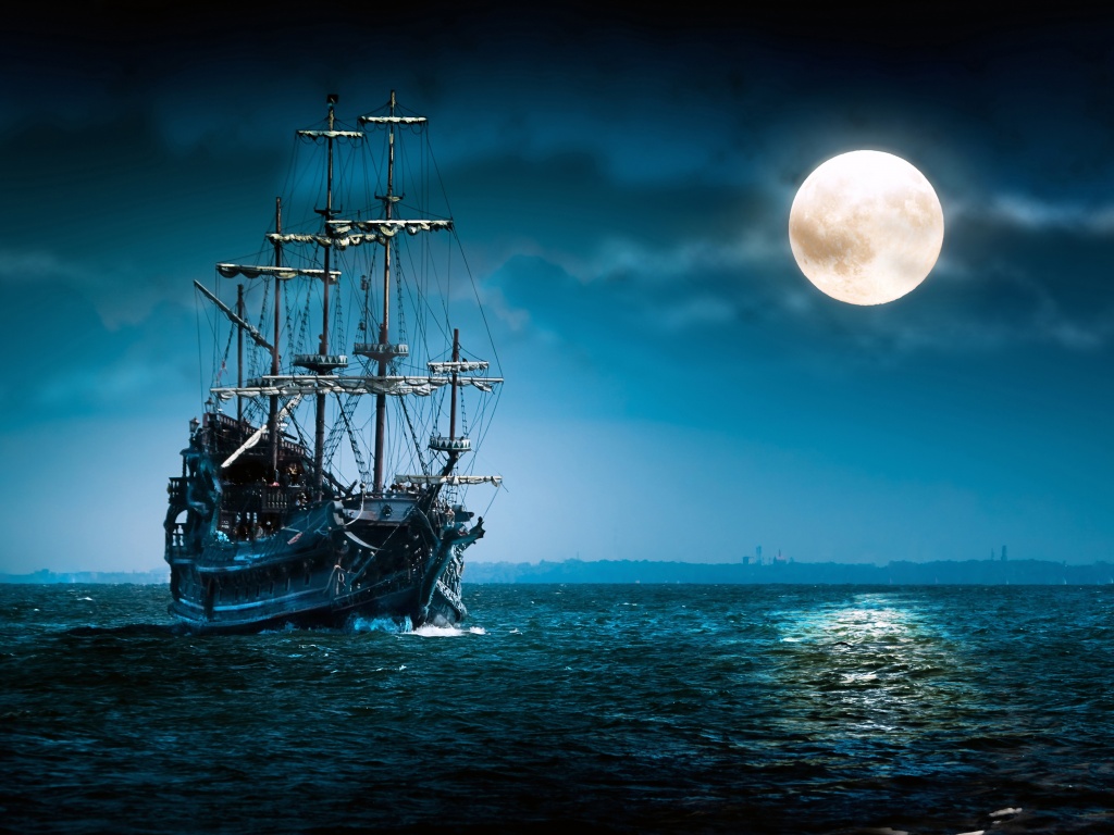 Sailboat Full Moon - Flying Dutchman